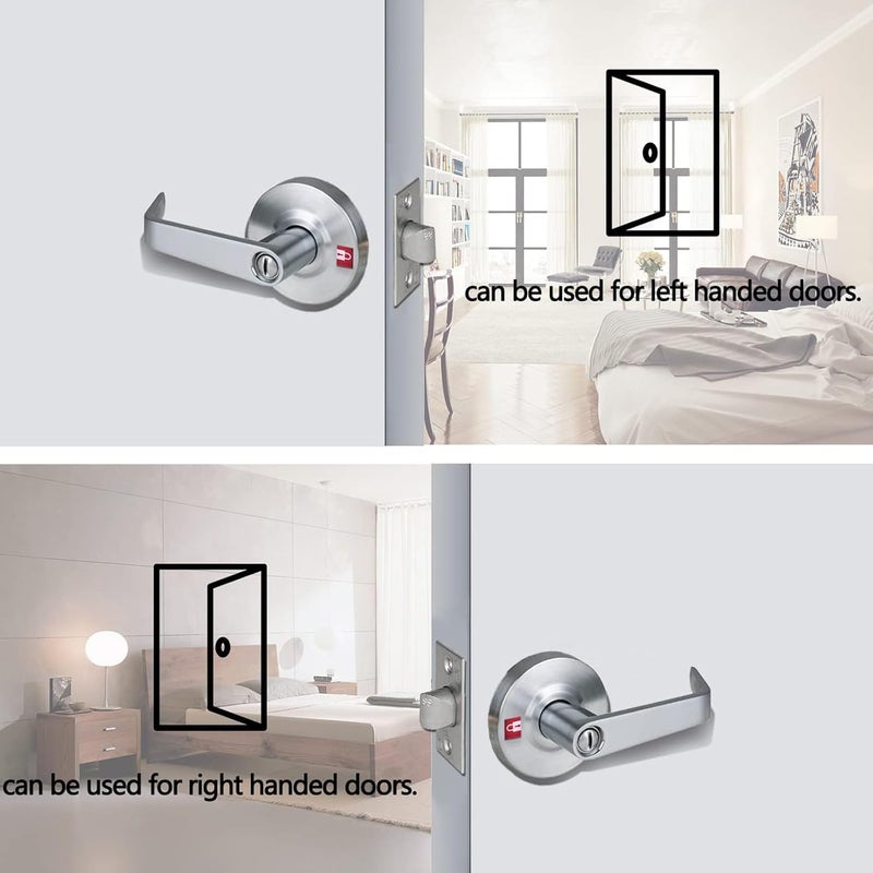 HISAFE Heavy Duty Commercial Grade 2 Privacy Door Lever, Satin Chrome Finished ADA Commercial Bathroom Door Handle, UL 3 Hour Fire Rated Ergonomic Lever, 70mm Latch - Image 4